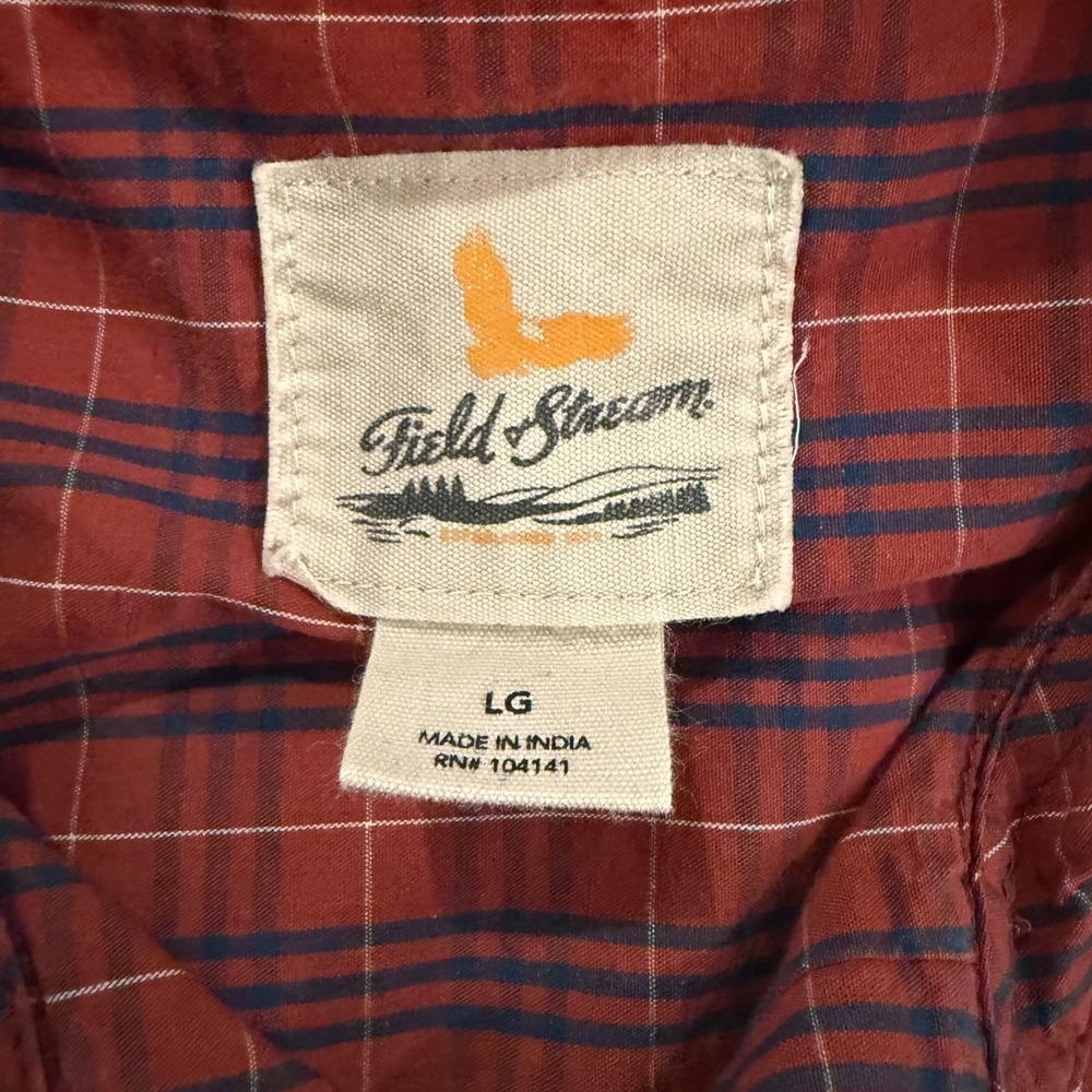 Field and Stream Lightweight Shirt Men's Size LG Plaid Red and Blue - Picture 4 of 6